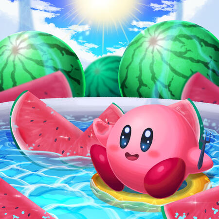 Watermelon Kirby art from 2024