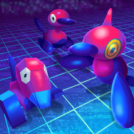 Porygon Family art from 2024